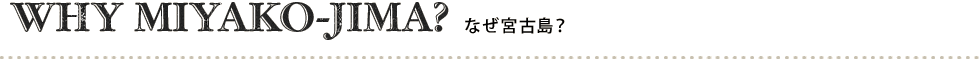 WHY MIYAKO-JIMA? なぜ宮古島？